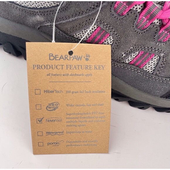 BEARPAW Ridgewood Size 9 Womens Low Hiker Trail Shoe with NeverWet Charcoal Lace - Picture 8 of 12